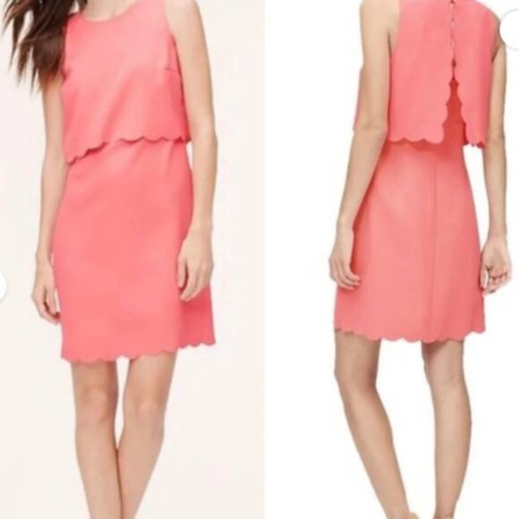 LOFT Dresses & Skirts - NWT Coral Loft Scalloped Split Back Sleeveless Dress Size 10